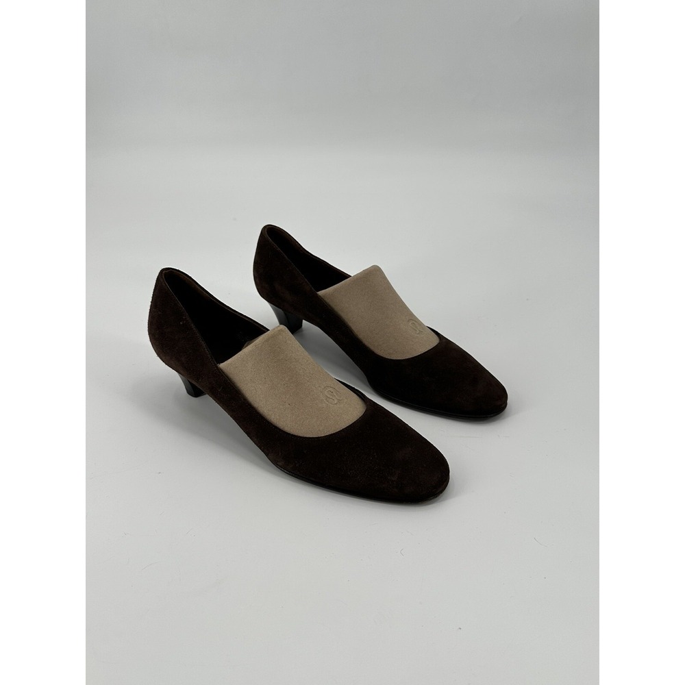 SALVATORE FERRAGAMO Florence Italy Suede Leather Pumps Brown Heels Shoes 5.5 C‎
